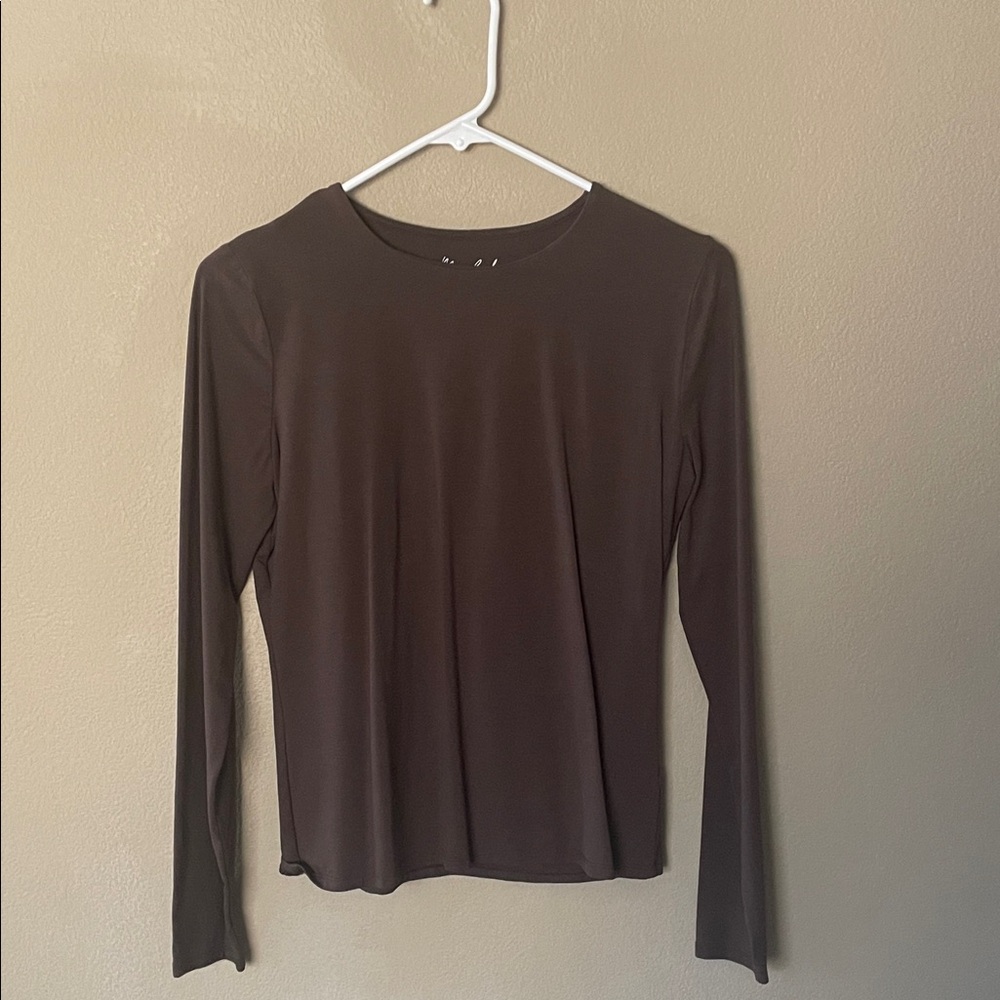 Marled Essentials Dark Brown Long Sleeve Top